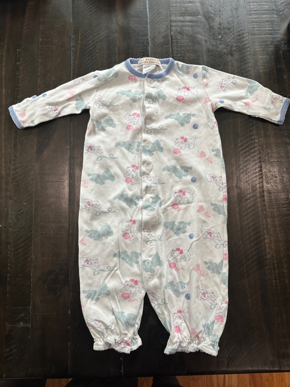 The Beaufort Bonnet Company White Baby One-Piece with Pink and Blue Accents